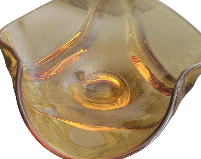 Vintage MCM Viking Art Glass Bowl: 1969 Epic Drape Centerpiece