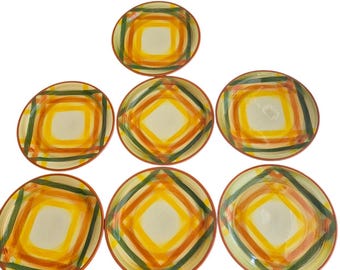 Charming Set of Vintage Vernon Kilns Homespun Bread Plates - Mid-Century Western USA Design