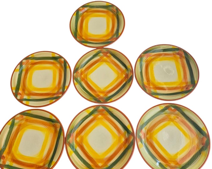 Charming Set of Vintage Vernon Kilns Homespun Bread Plates - Mid-Century Western USA Design