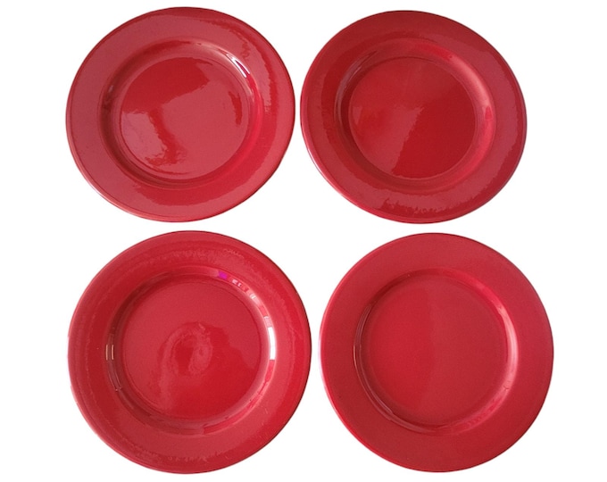 Vintage BIA Cordon Bleu Red Stoneware Dinner Plates - Made in Brazil - Set of 2