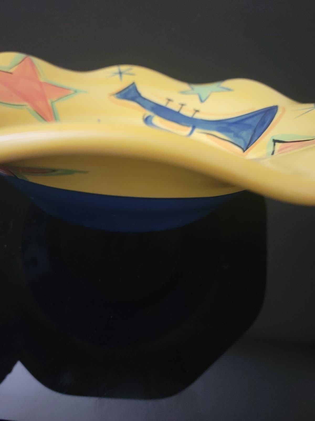 Gail Pittman Pottery Large Yellow Bowl Scallop Edge Rhythm & Blues ...