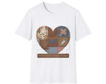 Nurse Practitioner Patchwork Heart T-Shirt | NP Care Top