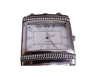 Premier Designs Womens Retro Vintage Silver Cuff Watch Square Case Quartz