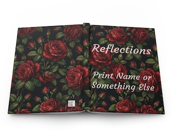 Personalized Red Rose Pattern Hardcover Journal | Lined Notebook, Floral Reflections