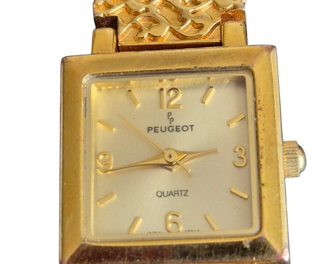 Peugeot Ladies Watch Gold Tone Chain Bracelet BOHO Retro Classic Y2K Sharp