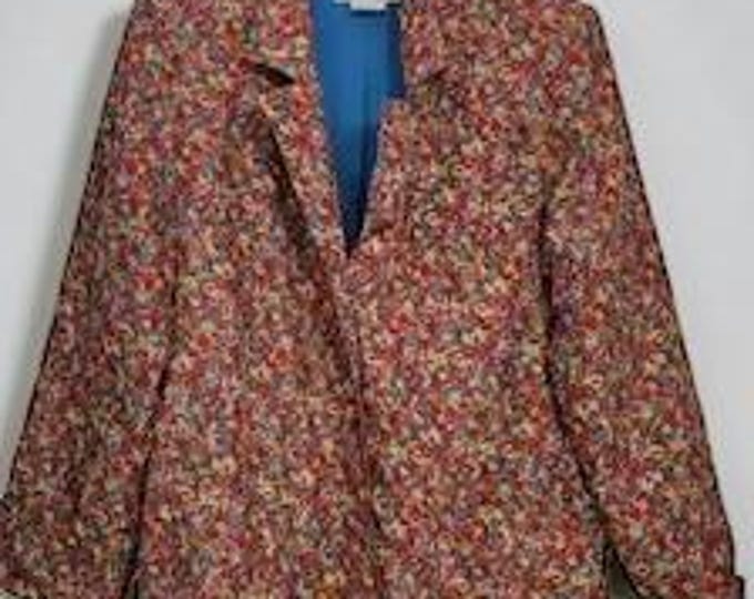 Mario Forte Floral Silk Jacket, 80s Hong Kong Designer, Size 6, Lined, Pockets