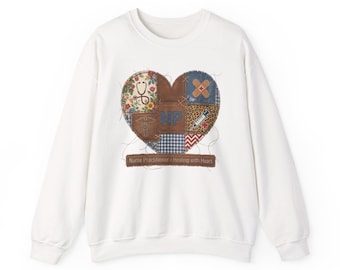 Patchwork Heart sweatshirt | Quilted folk art heart design