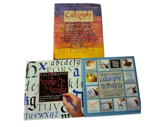 Vintage Calligraphy Books: Rare Hardcover Set of 3