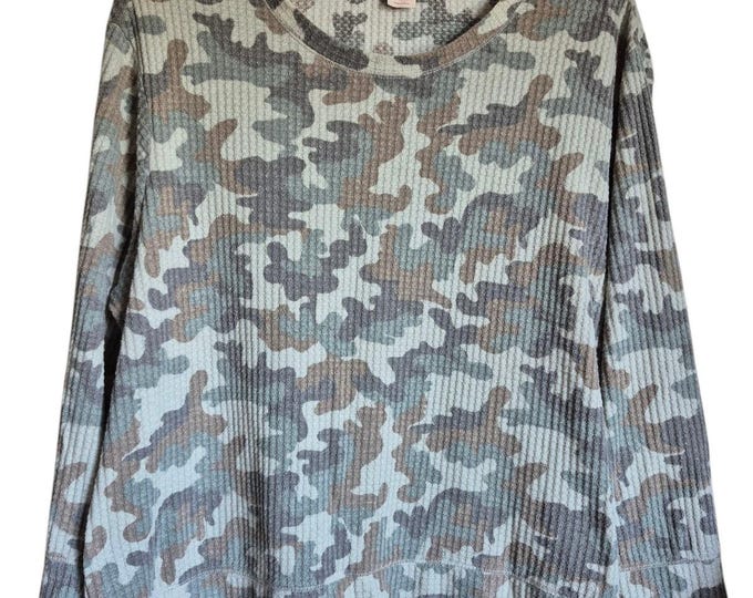 Secret Treasures Women 3x 22W-24W Camo Stretch Thermal Waffle Knit Top Soft