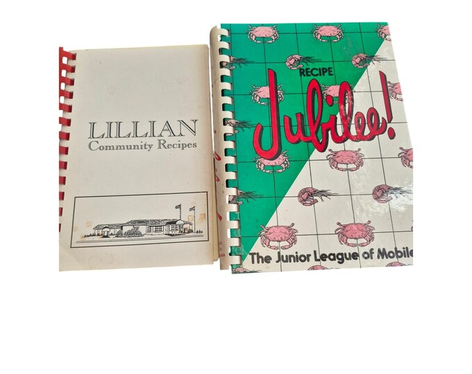 Vintage Cookbooks Southern Alabama 1980 Lillian Recipes & 1988 Jubilee Jr League Mobile Set of 2