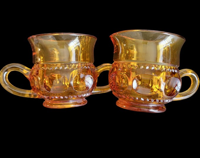 Gold Crown Indiana Glass Sugar Bowl and Creamer Vintage Mid Century Gift