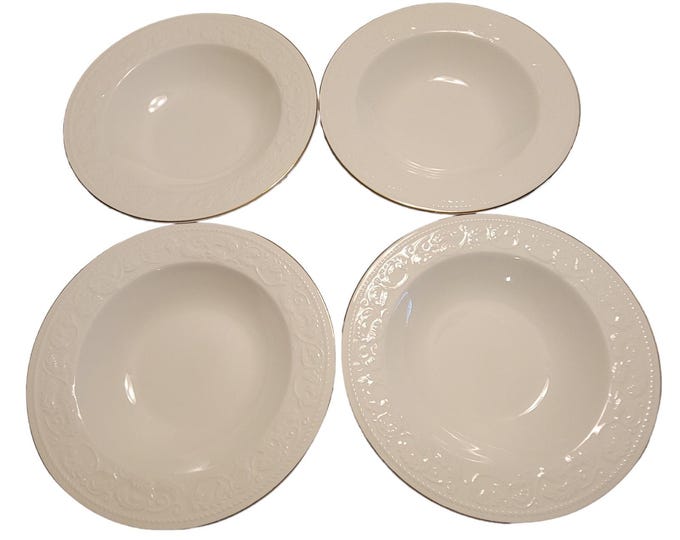 Farberware Calais 4173 Bowls White with Embossed Designed and Gold Trim Set of 4
