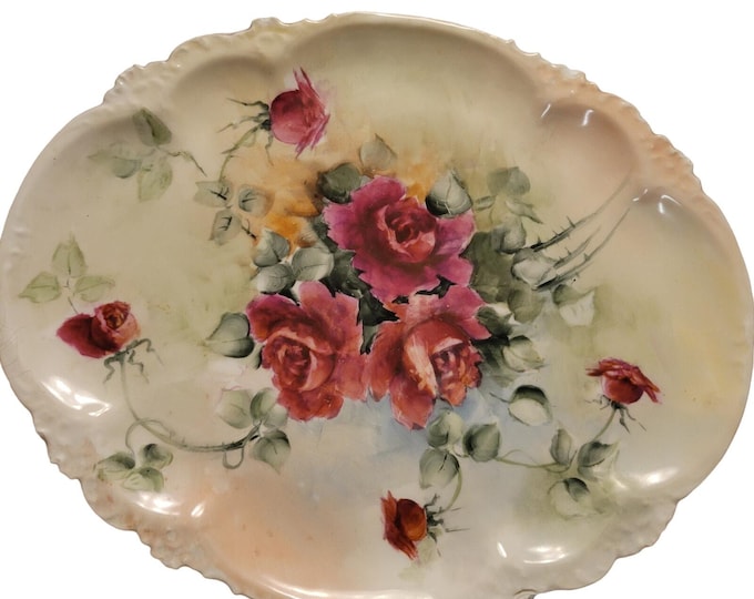 Antique Limoges China Plate: Hand-Painted Roses, GDA France