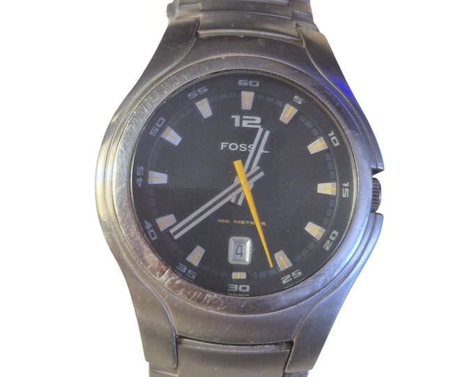 Fossil Blue Men Blue dial and  Original Metal Band New battery AM-3961 Sharp