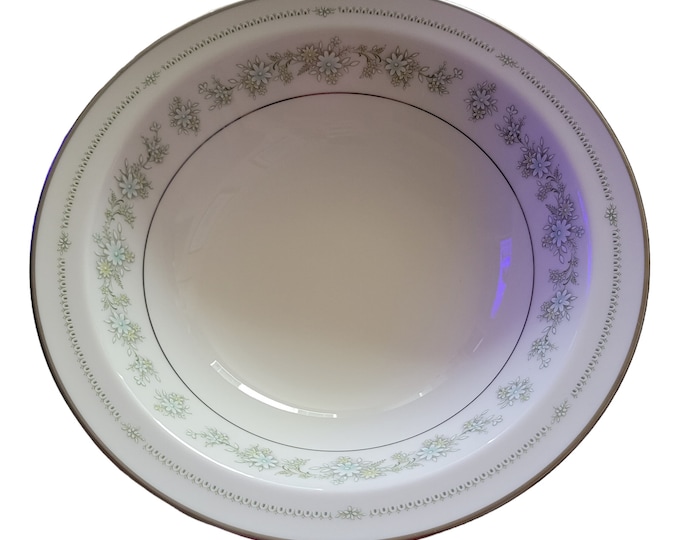 Vintage Noritake Lexine 7007 Serving Bowl: Ivory Fine China, Platinum Trim Mid Century Modern