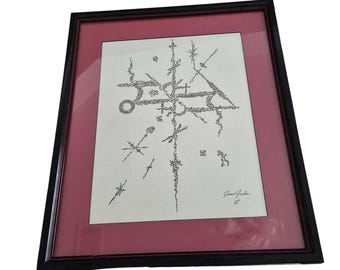 Signed Jason Jordan Ink Drawing Abstract Cybersigilism Art 15x18 Framed OOAK