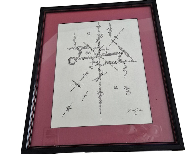 Signed Jason Jordan Ink Drawing Abstract Cybersigilism Art 15x18 Framed OOAK