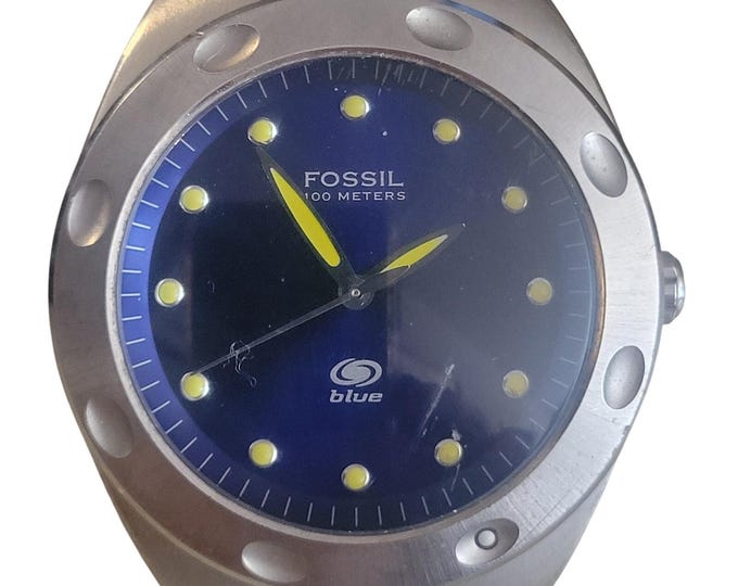 Fossil Blue Men's Quartz Watch AM-3382 | Blue Dial, Original Metal Band, New Battery