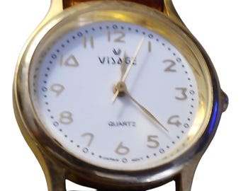 Vintage Womens Visage Watch Boho Braided Leather Strap New Battery Retro
