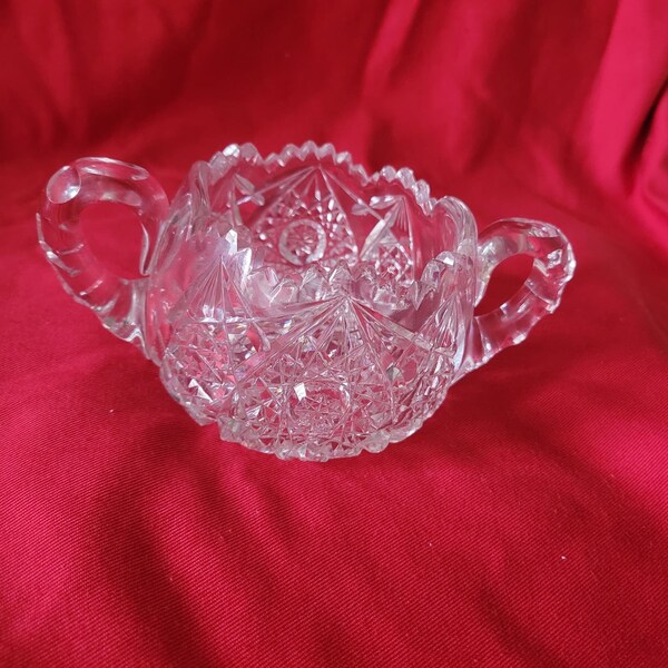 Antique Cut Glass Sugar Bowl Etsy
