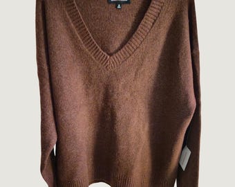 Lucky Brand Sweater Womens XL Burgundy V-Neck Knit Pullover Deep Wine New Preppy