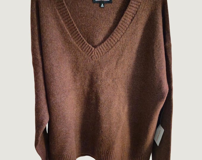 Lucky Brand Sweater Womens XL Burgundy V-Neck Knit Pullover Deep Wine New Preppy