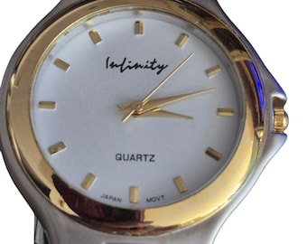 Infinity Mens Watch Silver/Gold Tone Quartz Japan Movement w/ Matching Band