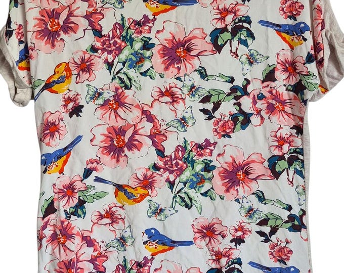 Women Tee Shirt MATILDA JANE Friends Forever Elyse  Small Floral Birds Cottage Stretch