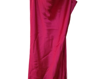 Vintage Bebe Satin Slip Dress - Eloquent Magenta Red Baby Doll with Square Neck Size XS