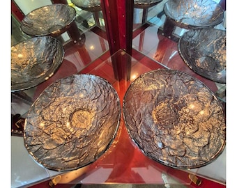 Vintage JSG Oceana Iridescent Crackled Glass Bowls: Retro Home Decor, Set of 2