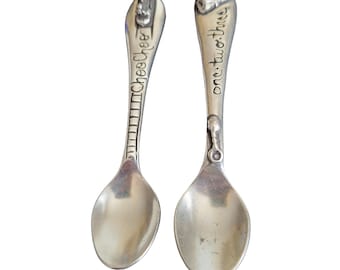 Vintage Metal Morphosis Baby Spoons Set with Box - Choo Choo & 123