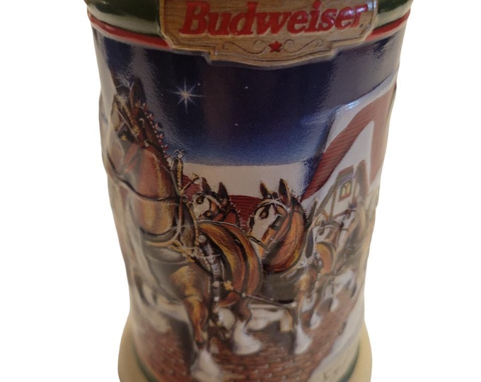 Vintage Budweiser Holiday Beer Stein: 1993 Special Delivery Ceramarte Mug