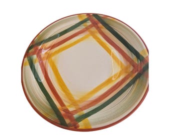 Vintage Vernon Kilns Homespun 12 1/4 Charger Serving Plate Cheerful MCM Western