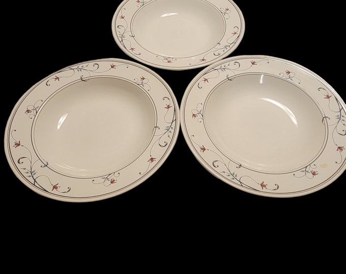 Mikasa Intaglio Cac20 Annette Wide Floral Rim Bowls Soup or Pasta set of 3