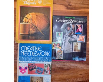 Greystone Vintage Craft Books Unisex OS Multicolored Crochet Knitting Lot Retro