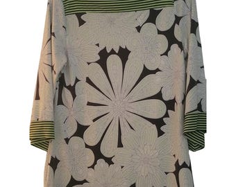 Vintage Cocomo 3/4 Sleeve Women Top Floral Med Hippy Colorful Retro 70s Small