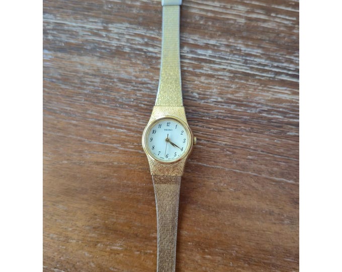 Seiko Wristwatch Women OS Gold Tone Mesh Band Vintage Dress Analog 1N01-0B70 VTG