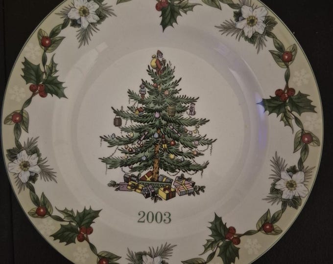 2003 Spode Annual Christmas Tree Collector Plate Holly Magnolias Snowflakes NIB