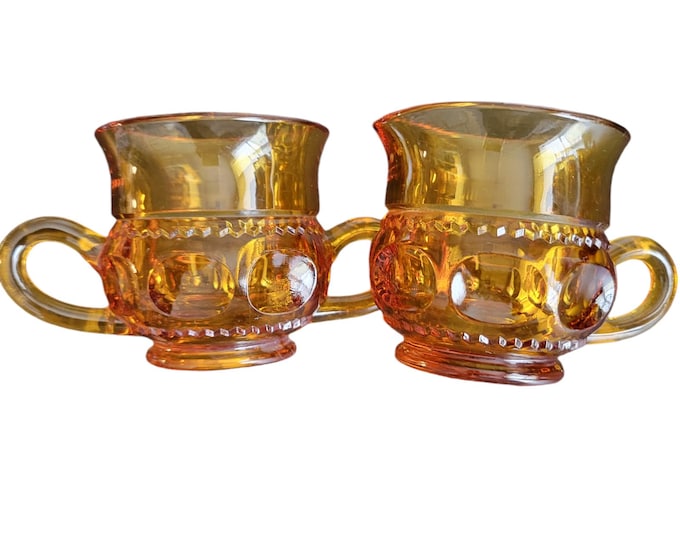 MCM Sugar Bowl and Creamer Gold Crown by Indiana Glass AKA Lancaster Colony Fall