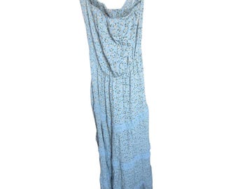 Justify Women's Tube Dress M Light Blue Floral Lace Cottagecore Maxi, Gauze