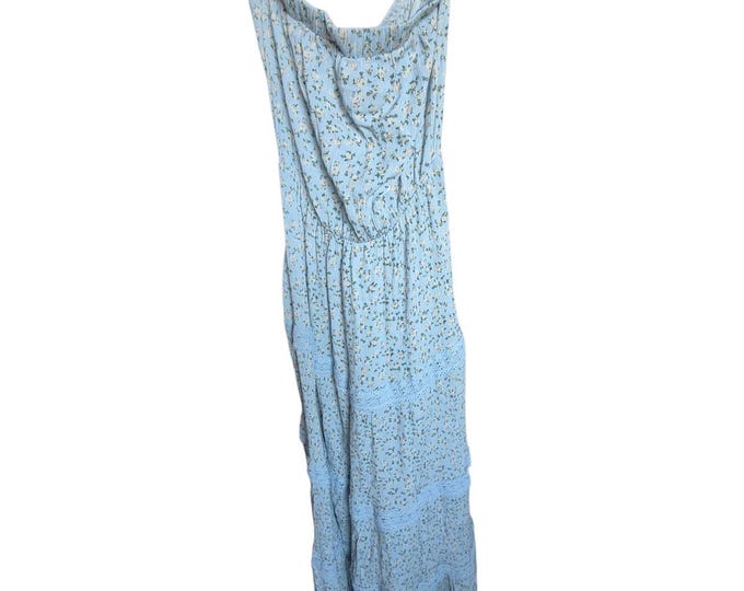 Justify Women’s Tube Dress M Light Blue Floral Lace Cottagecore Maxi, Gauze