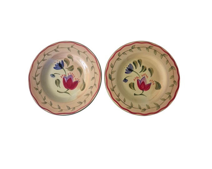 Pfaltzgraff Napoli Hand Painted Salad Plates Decor Tulip Country Italy Set of 2