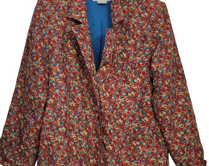 Mario Forte Eccentric Edgy Quirky Floral Silk Jacket Size 6 Hong Kong VTG 80s