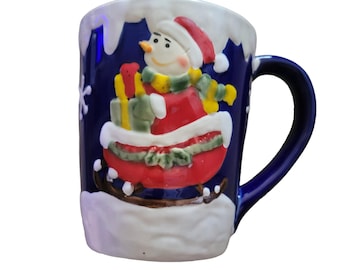 Vintage Christmas Mugs, Winter Holiday Cups, Set of 4