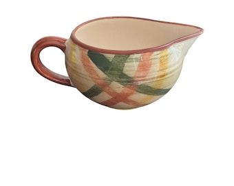 Rare Vintage 50s Vernon Kilns Homespun Creamer Cheerful MCM Western USA Country