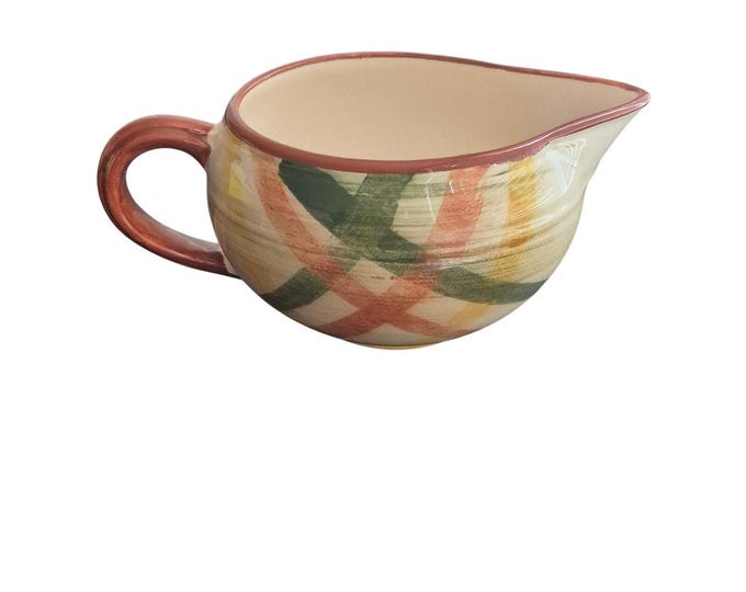 Vintage 50s Vernon Kilns Homespun Creamer Cheerful MCM Western USA Country Rare