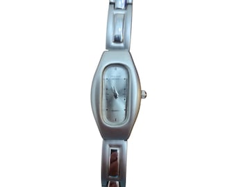 Vintage Philippe Arnol Women's Quartz Watch Silver Tone Oval Link Bracelet Y2K