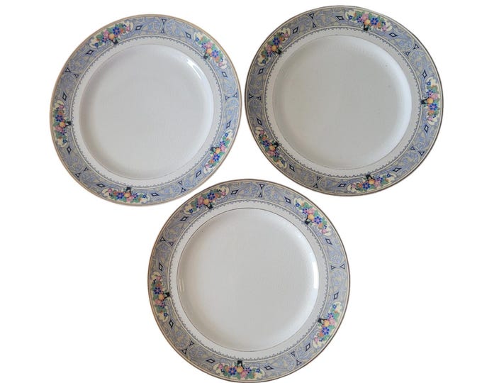 Vintage Regal Ware Luncheon Plates: 1920s RPCo Fruit Design, Set of 3