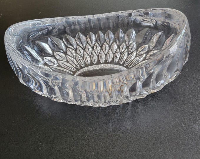 Vintage Gorham Canoe Shaped Heavy Crystal Bowl Candy Althea Pattern Hand Cut