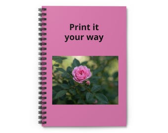 Pink Rose Photo Spiral Oranizer Notebook | Ruled Journal, Floral Cover Personalized